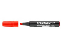 Permanentný popisovač, 1-4 mm, zrezaný hrot, ICO "Permanent 12", červený