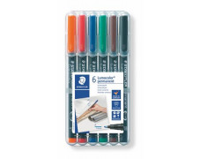 Permanentný popisovač, sada, 0,6 mm, STAEDTLER "Lumocolor® 318", 6 rôznych farieb