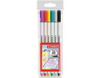 Fixky v tvare štetca, STABILO "Pen 68 brush", 6 farieb