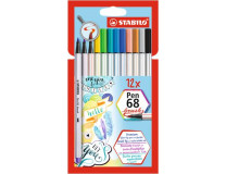 Fixky v tvare štetca, STABILO "Pen 68 brush", 12 farieb