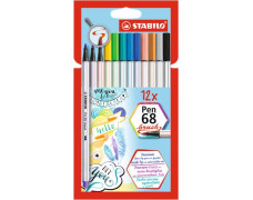 Fixky v tvare štetca, STABILO "Pen 68 brush", 12 farieb