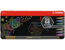 Fixky, sada, plechová krabička, 1,4 mm, STABILO "Pen 68 metallic", 8 rôznych farieb