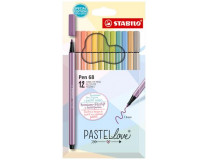 Fixky, sada, 1 mm, STABILO "Pen 68 Pastellove", 12 rôznych farieb