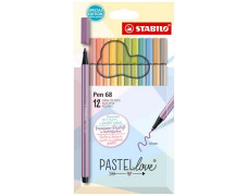 Fixky, sada, 1 mm, STABILO "Pen 68 Pastellove", 12 rôznych farieb