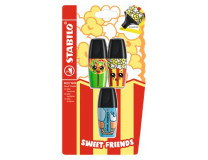 Sada zvýrazňovačov, 2-5 mm, STABILO "Boss Mini Sweet Friends", 3 rôzne farby