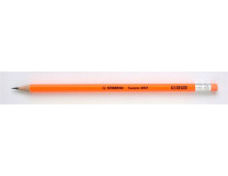Grafitová ceruzka s gumou, HB, šesťhranná, STABILO "Neon", oranžová