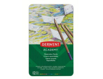 Akvarelové ceruzky, sada, v plechovej krabičke, DERWENT "Academy", 12 rôznych farieb