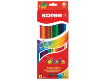 Farebné ceruzky, obojstranné, trojhranný tvar, KORES "Duo", 24 rôznych farieb