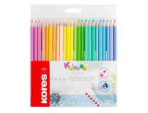 Farebné ceruzky, sada, trojhranné, KORES "Kolores Pastel", 24 pastelových farieb