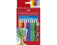 Farebné ceruzky, sada, trojhranné, FABER-CASTELL, "Jumbo Grip", 12 rôznych farieb