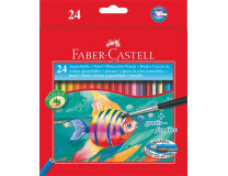 Akvarelové ceruzky, sada, šesťhranné, so štetcom, FABER-CASTELL, 24 rôznych farieb