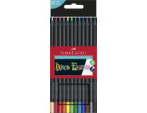 Farebné ceruzky, sada, trojhranné, FABER-CASTELL "Black Edition",  12 rôznych farieb