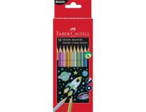 Farebné ceruzky, sada, šesťhranné, FABER-CASTELL, 10 rôznych metalických farieb