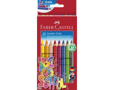 Farebné ceruzky, sada, trojhranné, hrubé, FABER-CASTELL "Grip", 10 rôznych farieb