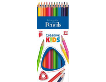 Farebné ceruzky, sada, trojhranné, ICO "Creative kids", 12 rôznych farieb