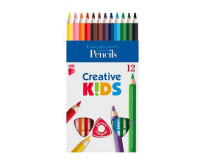 Farebné ceruzky, sada, trojhranné, hrubé, ICO "Creative kids", 12 rôznych farieb