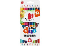 Farebné ceruzky, s 2 hrotmi, trojhranný tvar, ICO "Ježko, 24 rôznych farieb