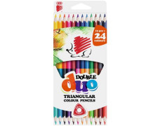 Farebné ceruzky, s 2 hrotmi, trojhranný tvar, ICO "Ježko, 24 rôznych farieb