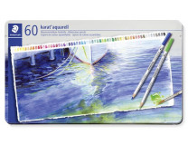 Akvarelové ceruzky, sada, šesťhranné, plechová krabička, STAEDTLER "Karat® aquarell 125", 60 rôznych farieb