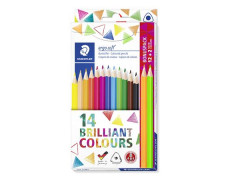 Farebné ceruzky, sada, trojhranné, darček: 2 ks farebných ceruziek, STAEDTLER "Ergo Soft", 14 rôznych farieb