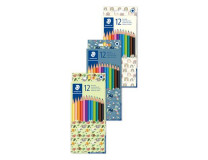 Farebné ceruzky, sada, šesťhranné, balenie rôznych vzorov, STAEDTLER "175", 12 rôznych farieb