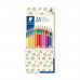Farebné ceruzky, sada, šesťhranné, balenie rôznych vzorov, STAEDTLER "175", 24 rôznych farieb