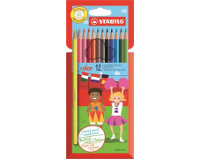 Farebné ceruzky, sada, šesťhranné, STABILO "Color", 12 rôznych farieb