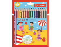 Farebné ceruzky, trojhranné, hrubé,  STABILO "Trio thick", 18 rôznych farieb