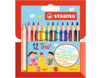 Farebné ceruzky, trojhranné, STABILO "Trio", 12 rôznych farieb