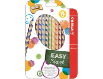 Farebné ceruzky, trojhranný tvar, pre ľavákov, STABILO "EasyColours", 12 rôznych farieb