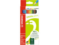 Farebné ceruzky, sada, šesťhranné, STABILO "GreenColors", 12 rôznych farieb