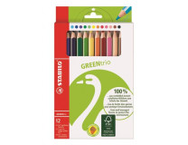 Farebné ceruzky, sada, trojhranný tvar, hrubé, STABILO "GreenTrio", 12 rôznych farieb