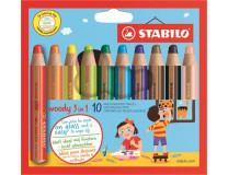 Farebná ceruzka, hrubá, STABILO "Woody", 10 rôznych farieb