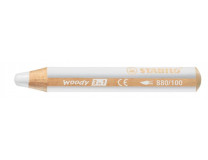 Farebná ceruzka, hrubá, STABILO "Woody", biela