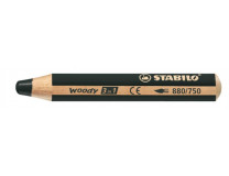 Farebná ceruzka, hrubá, STABILO "Woody", čierna