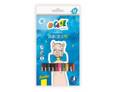Farebné ceruzky, sada, trojhranné, hrubé, COOL BY VICTORIA, 12 rôznych farieb