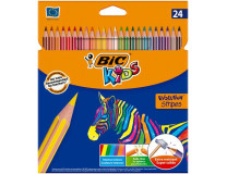 Farebné ceruzky, sada, BIC KIDS "Evolution Stripes", 24 rôznych farieb
