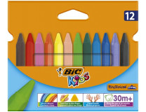 Voskovky, BIC KIDS "PlastiDecor Triangle", 12 rôznych farieb