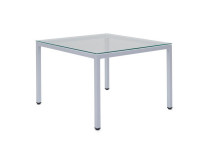 Konferenčný stolík Henry, 75x75x50 cm, sklo číre, nohy sivé