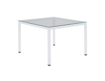 Konferenčný stolík Henry, 75x75x50 cm, sklo číre, nohy biele
