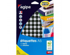 Etikety kruhové 15mm Agipa A5 čierne
