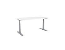 Výškovo nastaviteľný stôl BASIC, 2-motorový, 138x80 cm, podnož sivá + doska biela