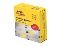 Etikety kruhové 10mm Avery žlté v dispenzore