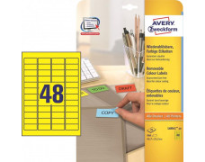 Etikety Avery odnímateľné 45,7x21,2 mm, žlté