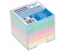 Bloček kocka nelepená, 83x83x75 mm, pastelové farby, číra krabička