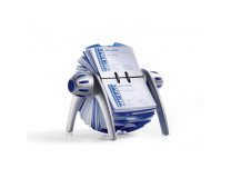 Rotačný stolový vizitkár na 400 vizitiek VISIFIX Flip VEGAS strieborný/modrý