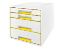 Zásuvkový box Leitz WOW so 4 zásuvkam žltý