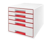 Zásuvkový box Leitz WOW s 5 zásuvkami červený