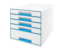 Zásuvkový box Leitz WOW s 5 zásuvkami metalický modrý