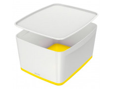 Úložný box s vekom Leitz MyBox, veľkosť L biela/žltá